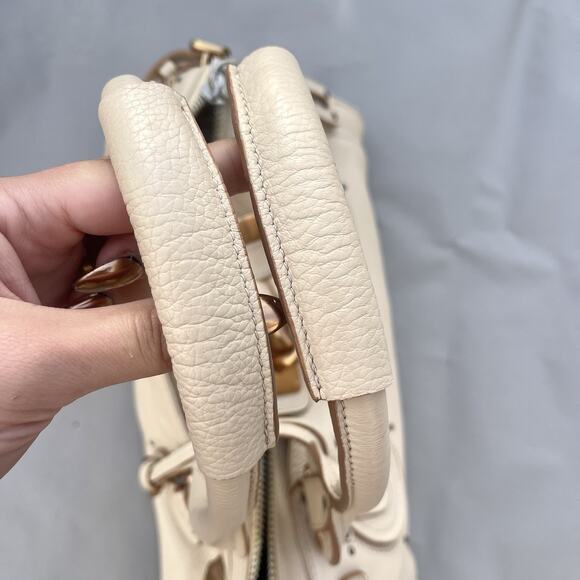 Chloe Chloé Paddington Leather Bag Medium In Ivory Leather Rose Gold Hardware - Picture 8 of 16